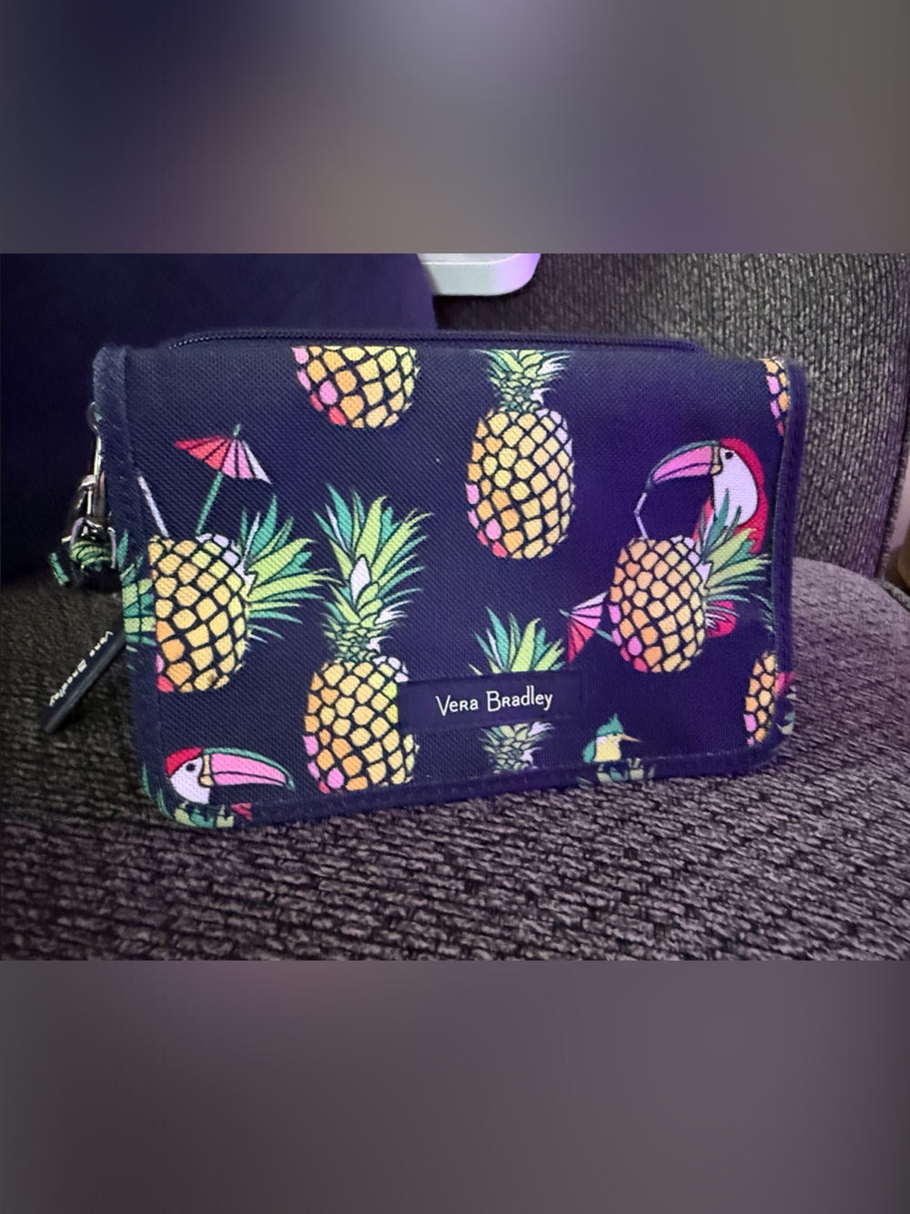 Vera Bradley Purple Pineapple Print Zip Pouch
